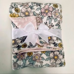 Plush Floral and Dot Baby Blanket
